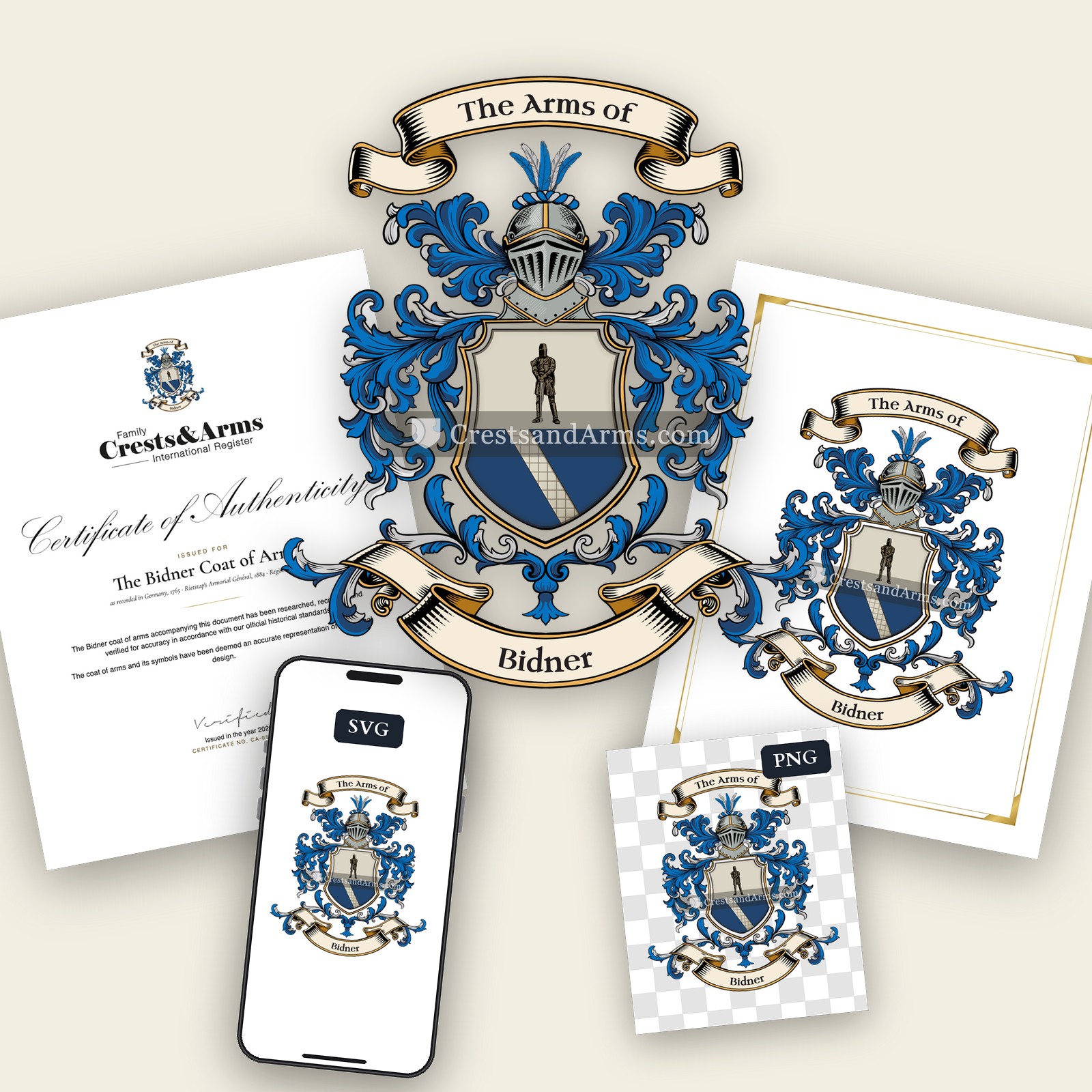 The Bidner arms on the coat of arms — digital pack