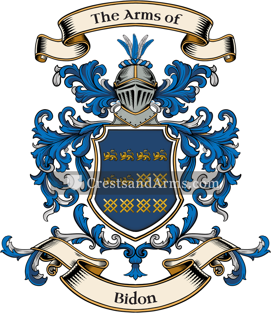 The Bidon coat of arms, drawn from the recorded blazon