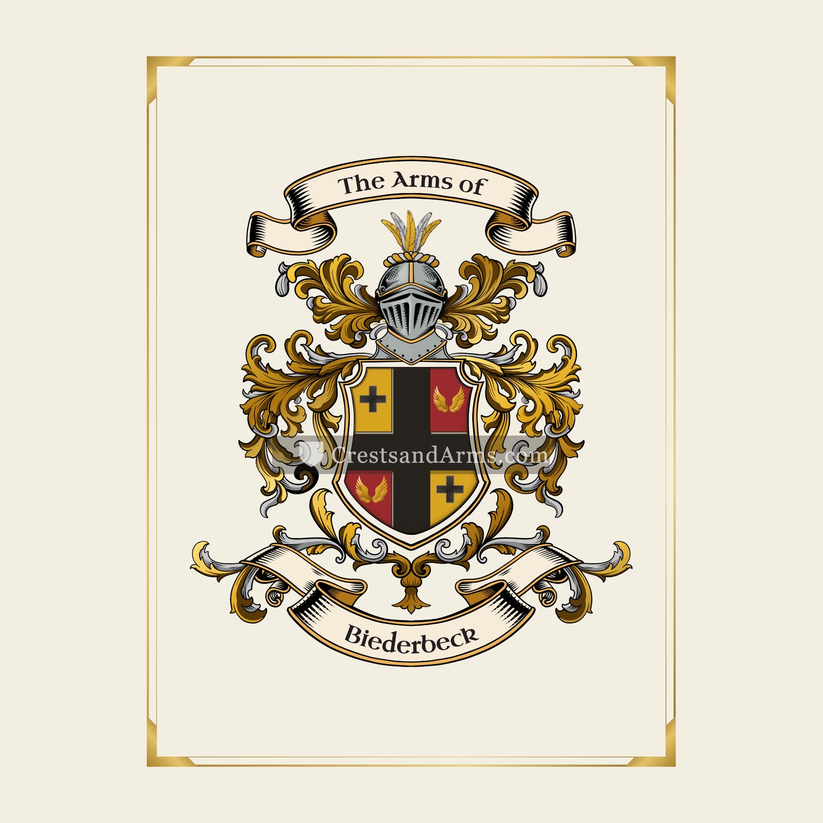 With gold border