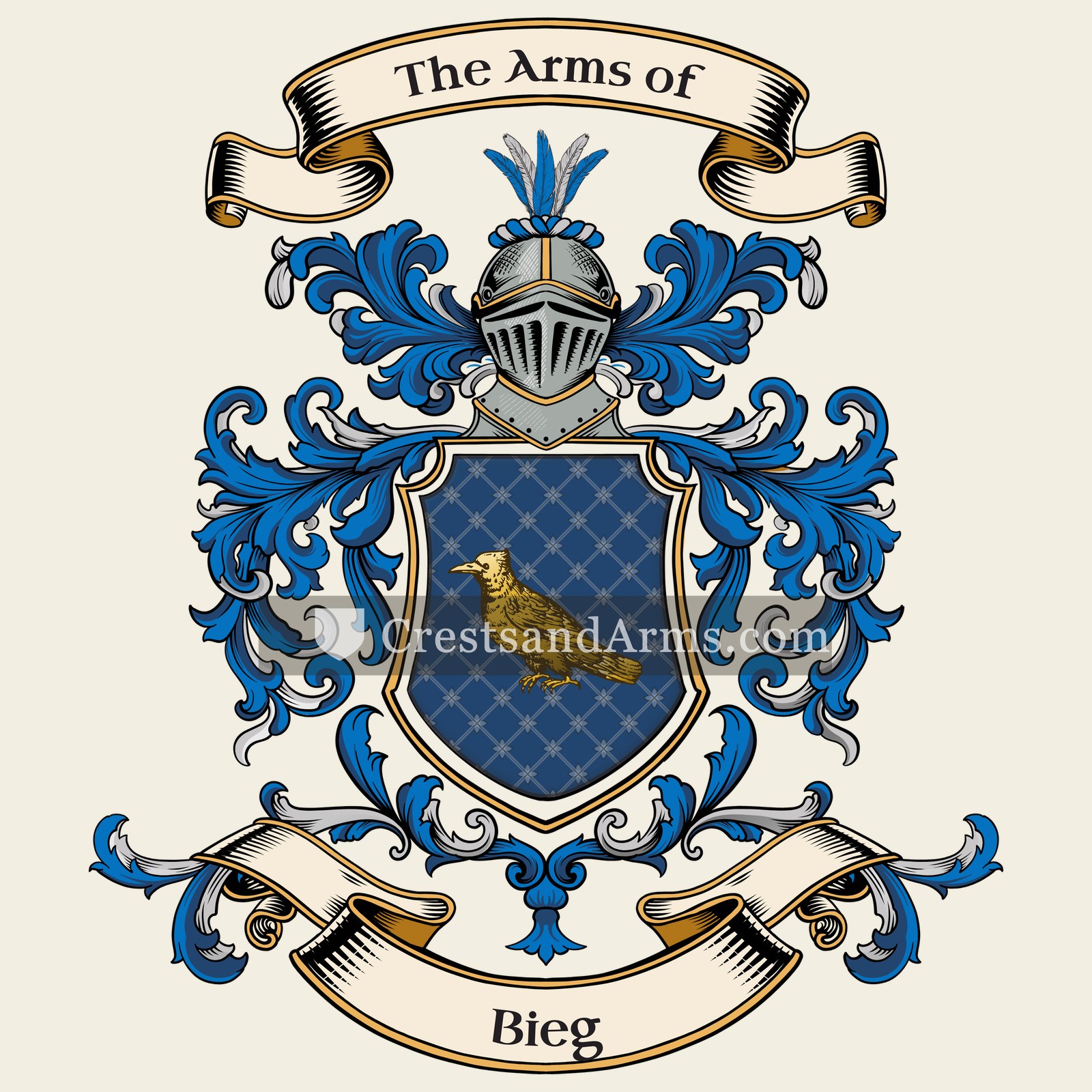 The Bieg coat of arms, drawn from the recorded blazon