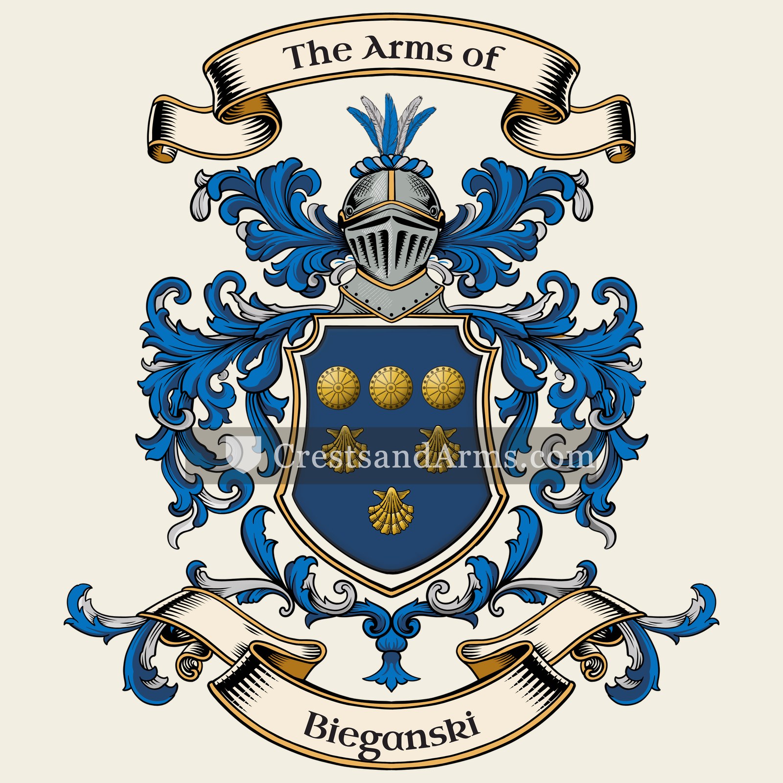 The Bieganski coat of arms, drawn from the recorded blazon