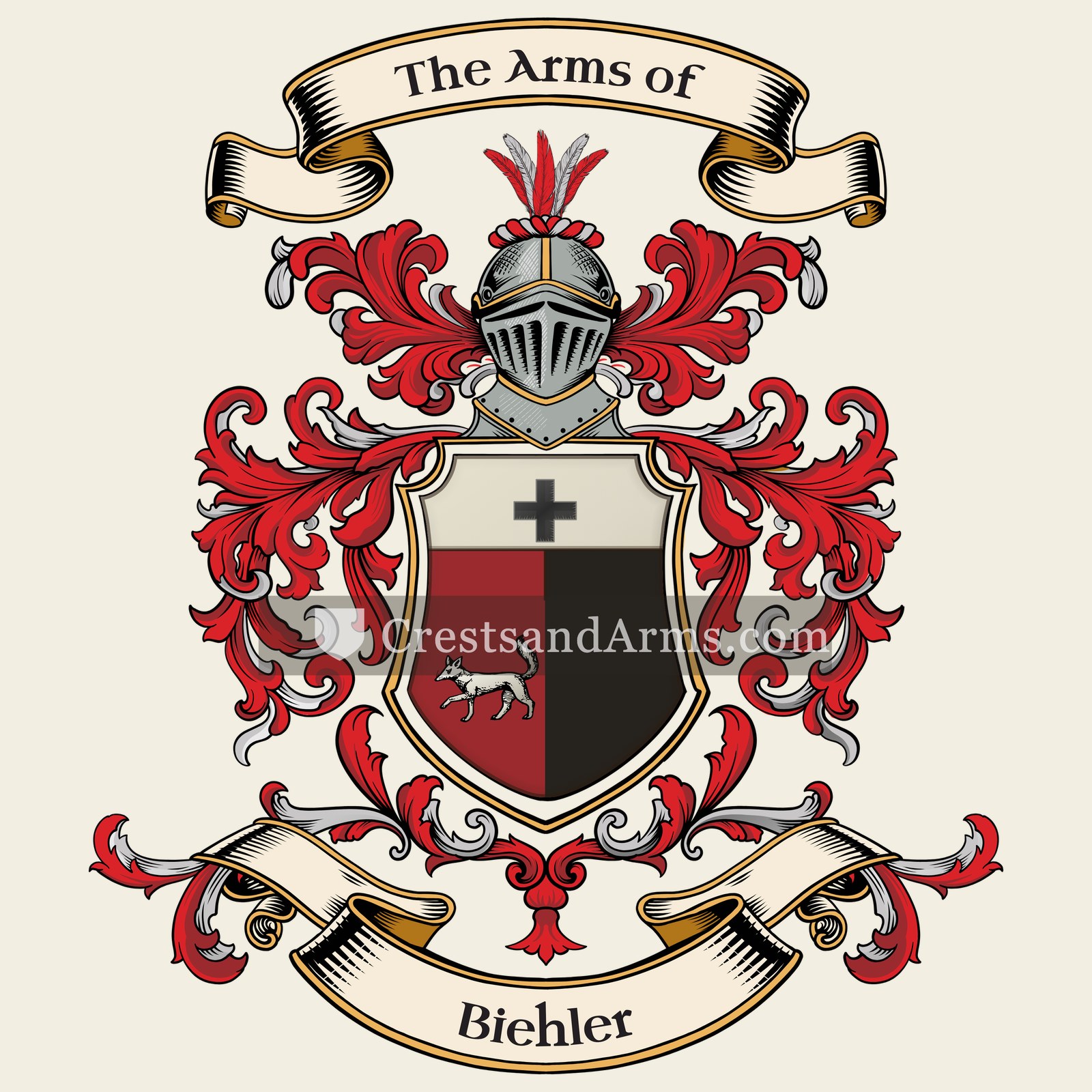 The Biehler coat of arms, drawn from the recorded blazon