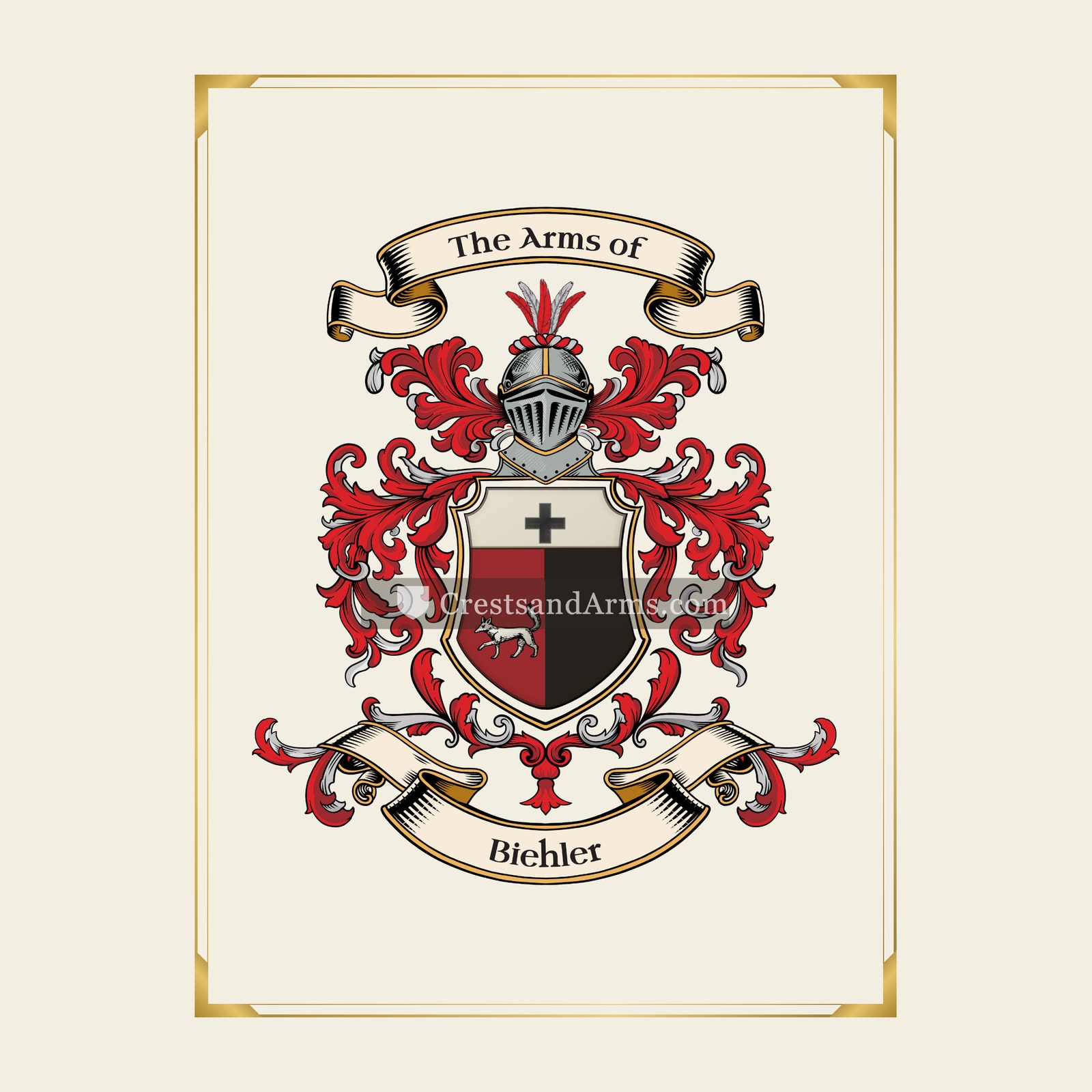 With gold border