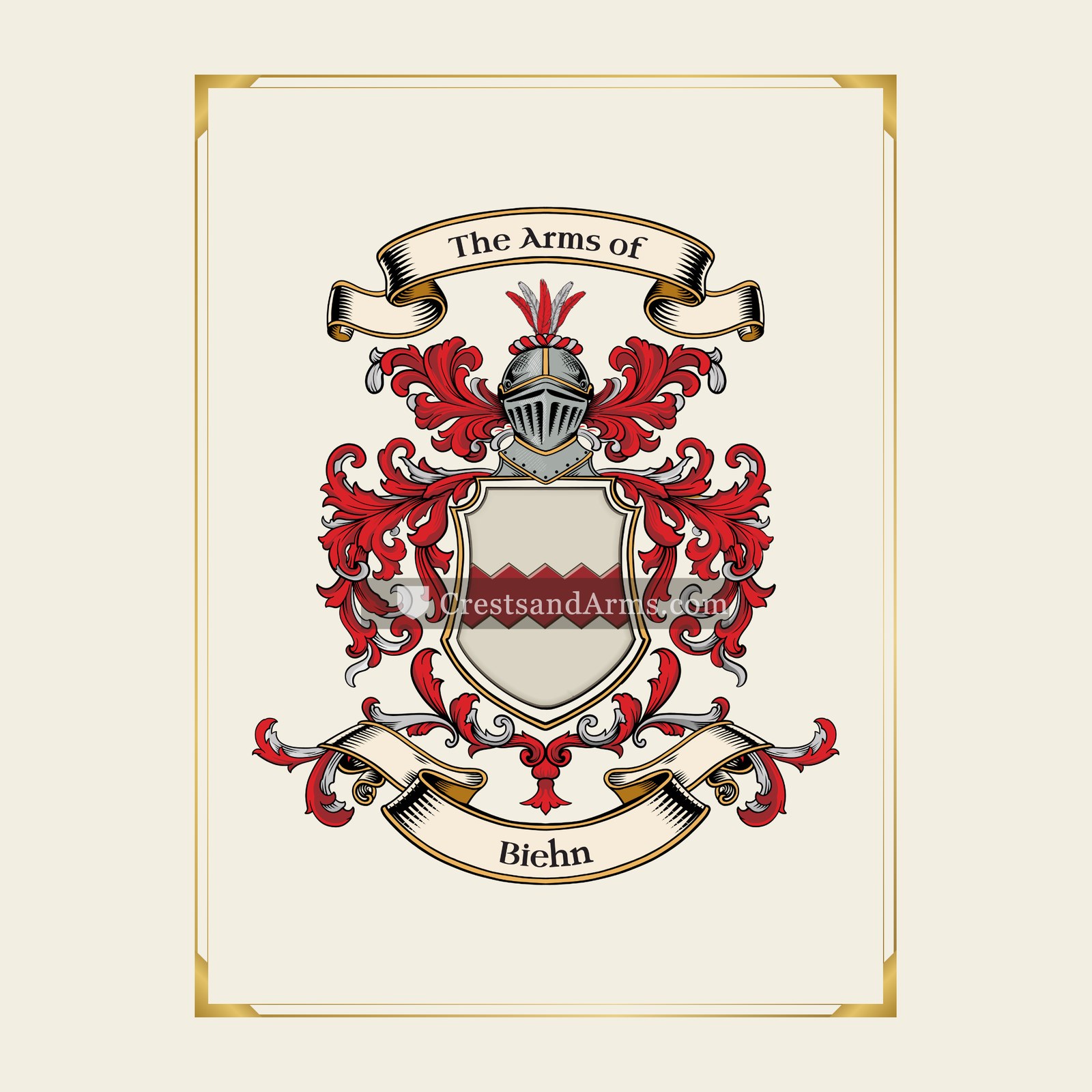 With gold border