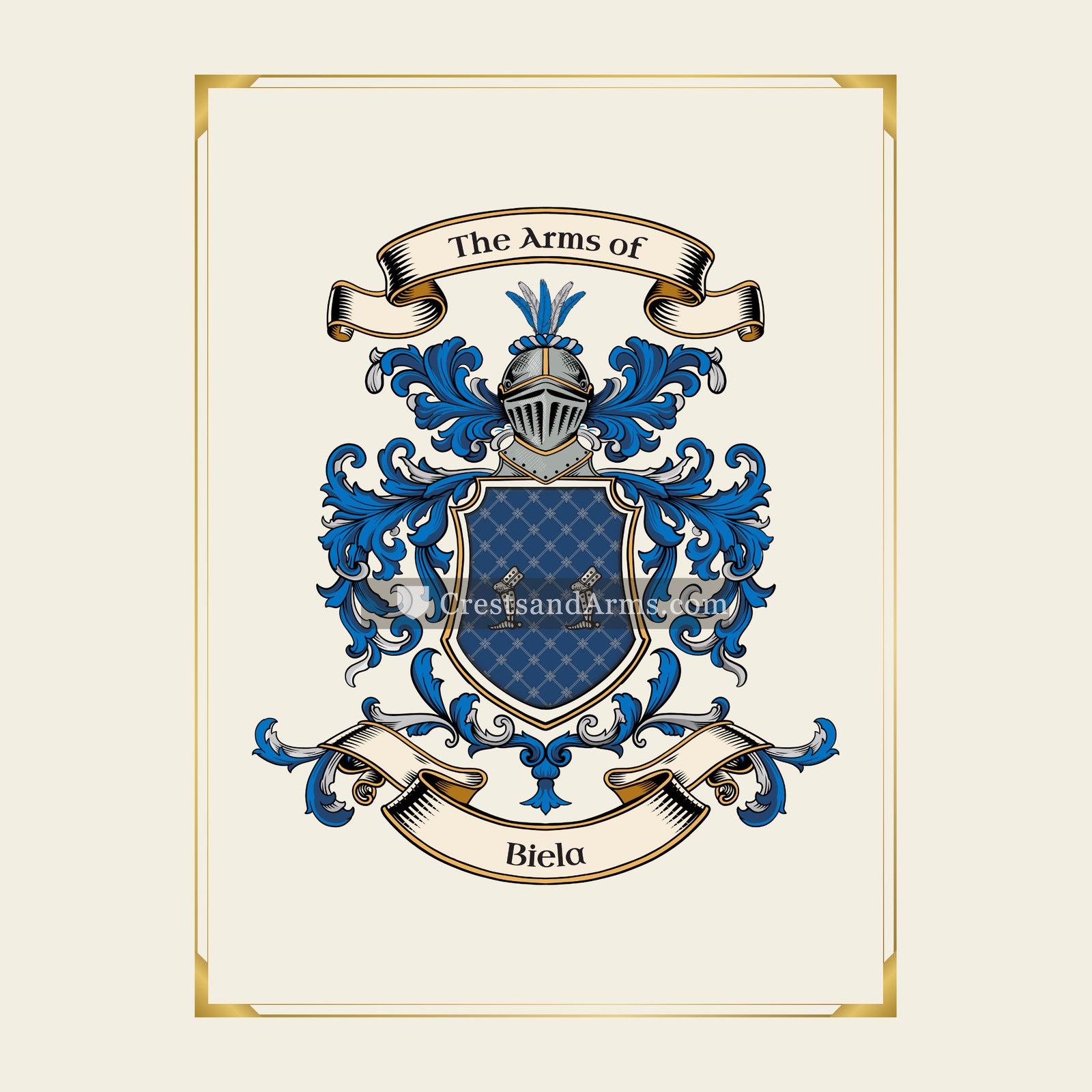 With gold border