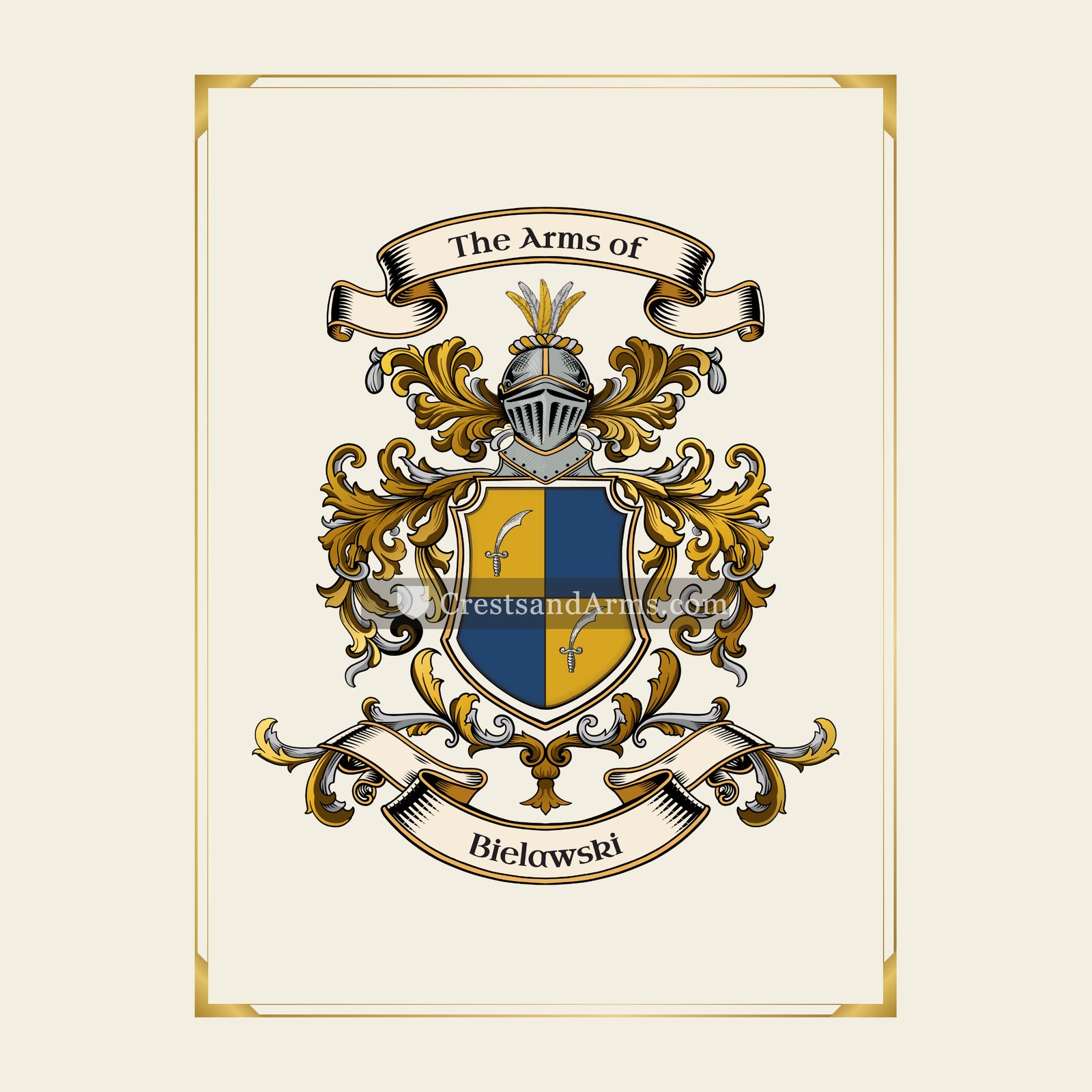 With gold border
