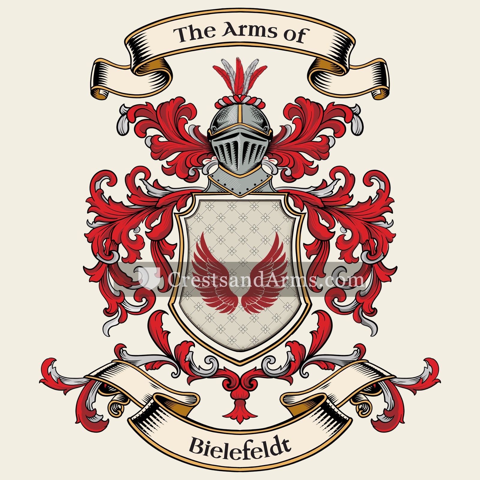 The Bielefeldt coat of arms, drawn from the recorded blazon