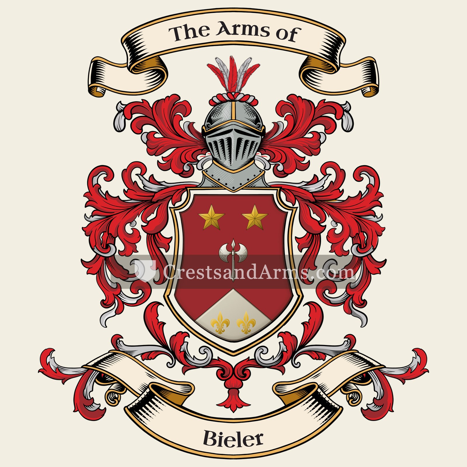 The Bieler coat of arms, drawn from the recorded blazon