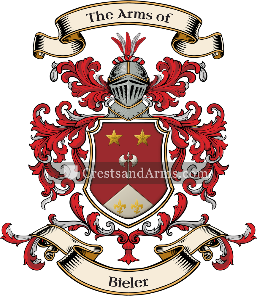 The Bieler coat of arms, drawn from the recorded blazon