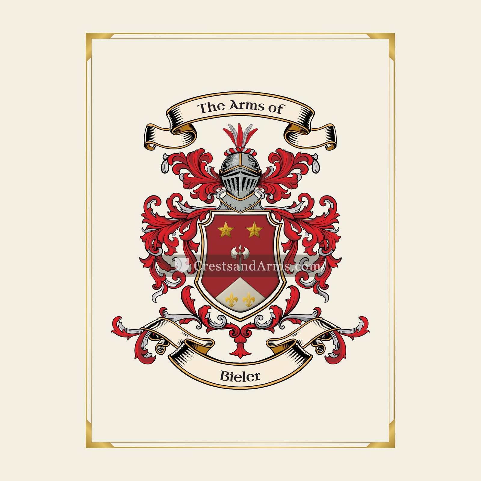 With gold border