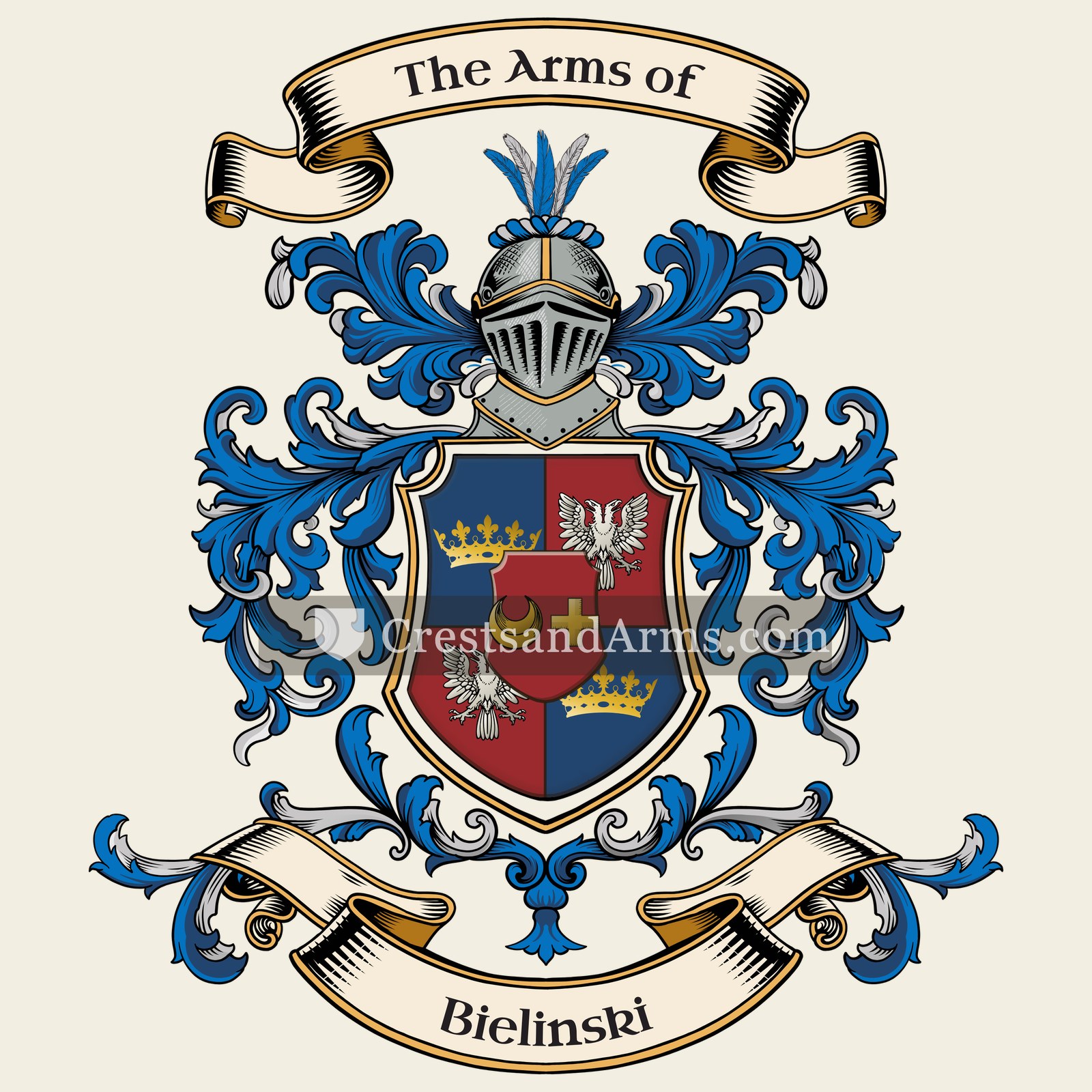 The Bielinski coat of arms, drawn from the recorded blazon
