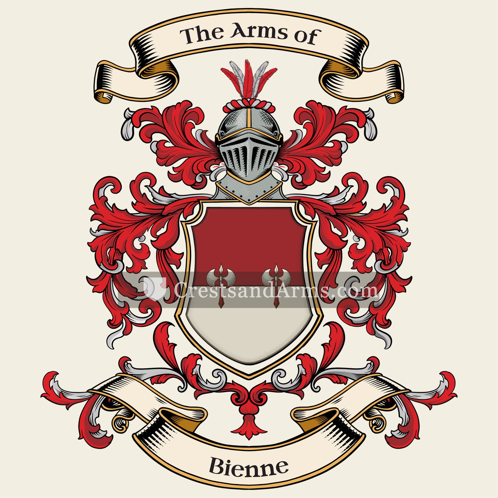 The Bienne coat of arms, drawn from the recorded blazon