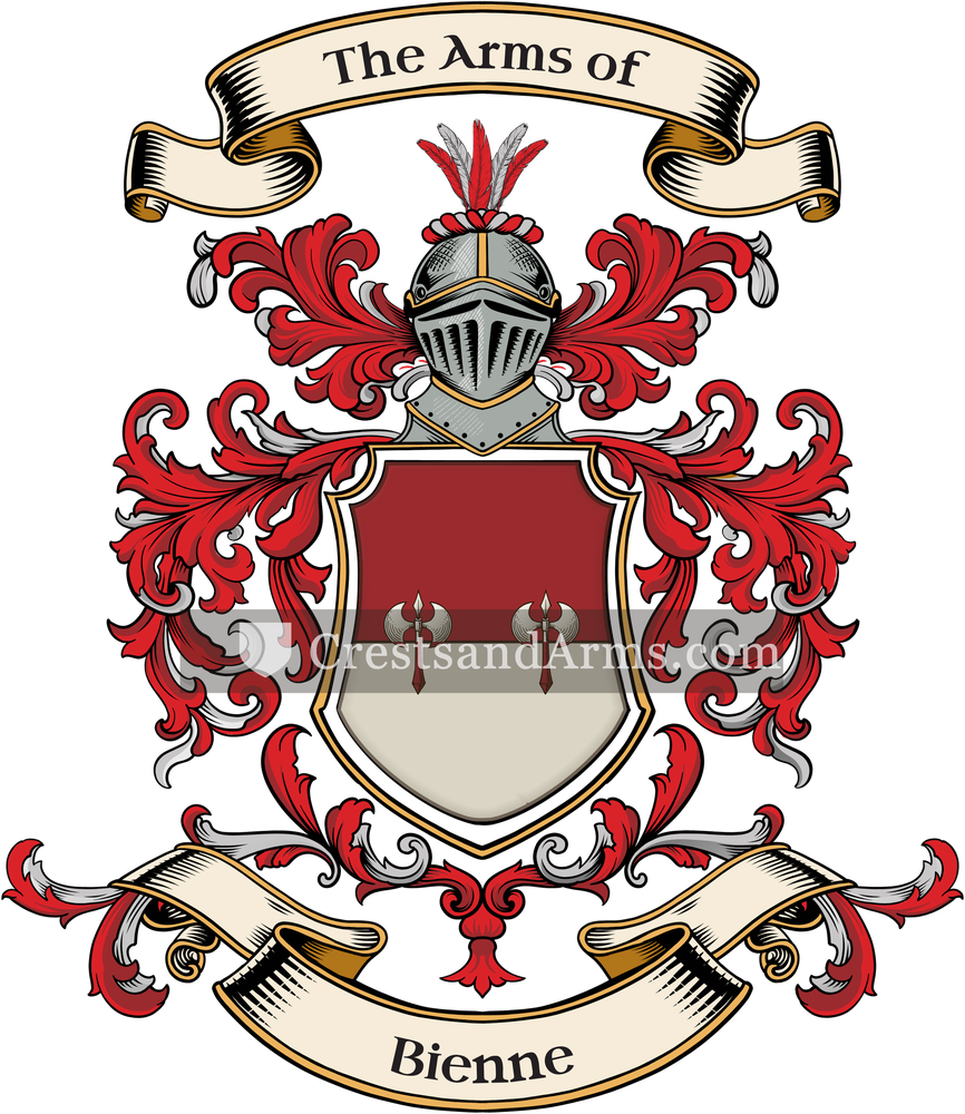 The Bienne coat of arms, drawn from the recorded blazon