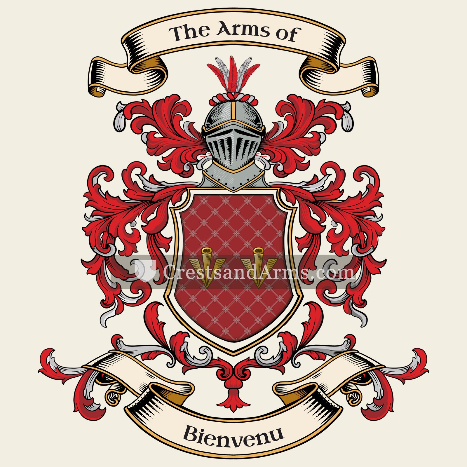 The Bienvenu coat of arms, drawn from the recorded blazon