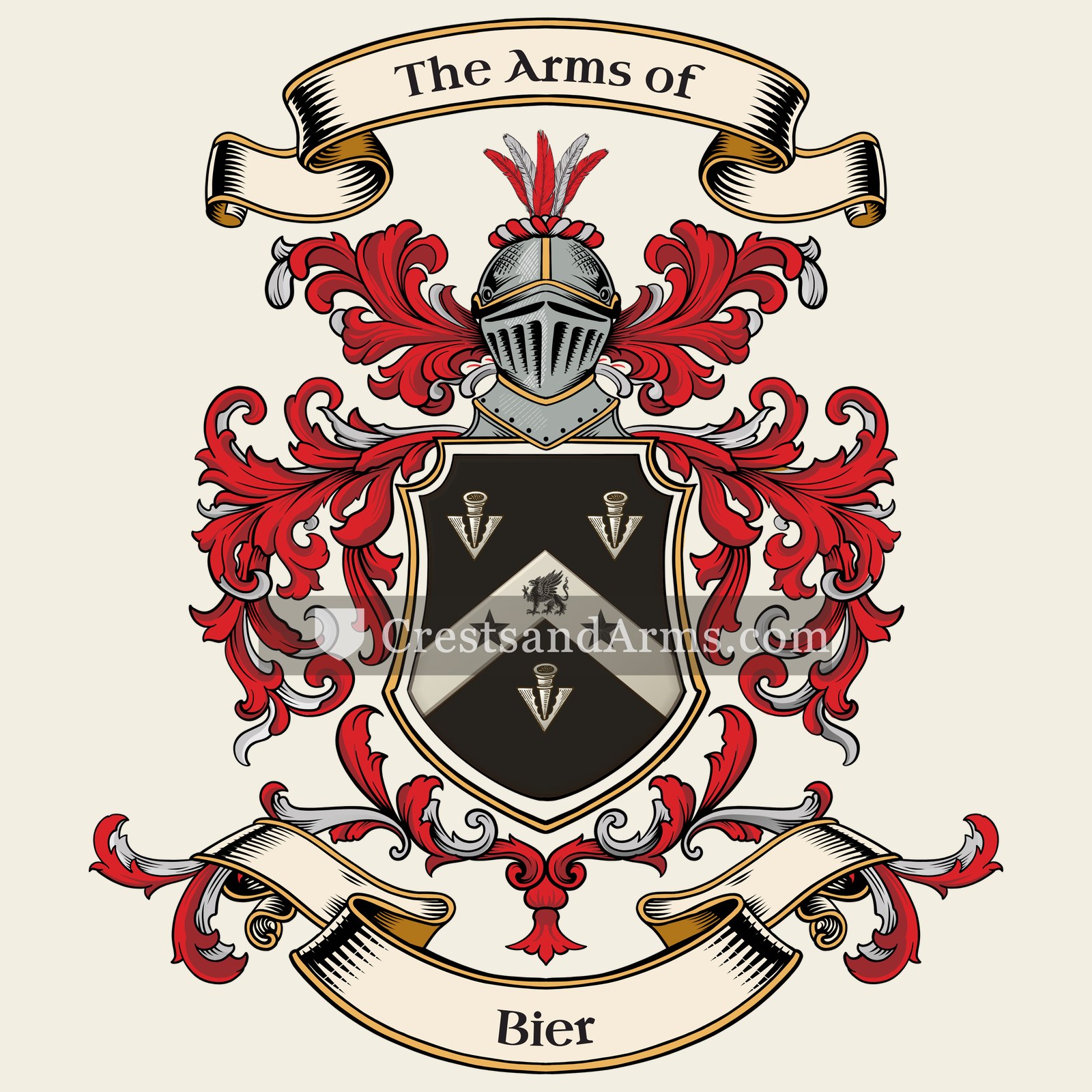 The Bier coat of arms, drawn from the recorded blazon