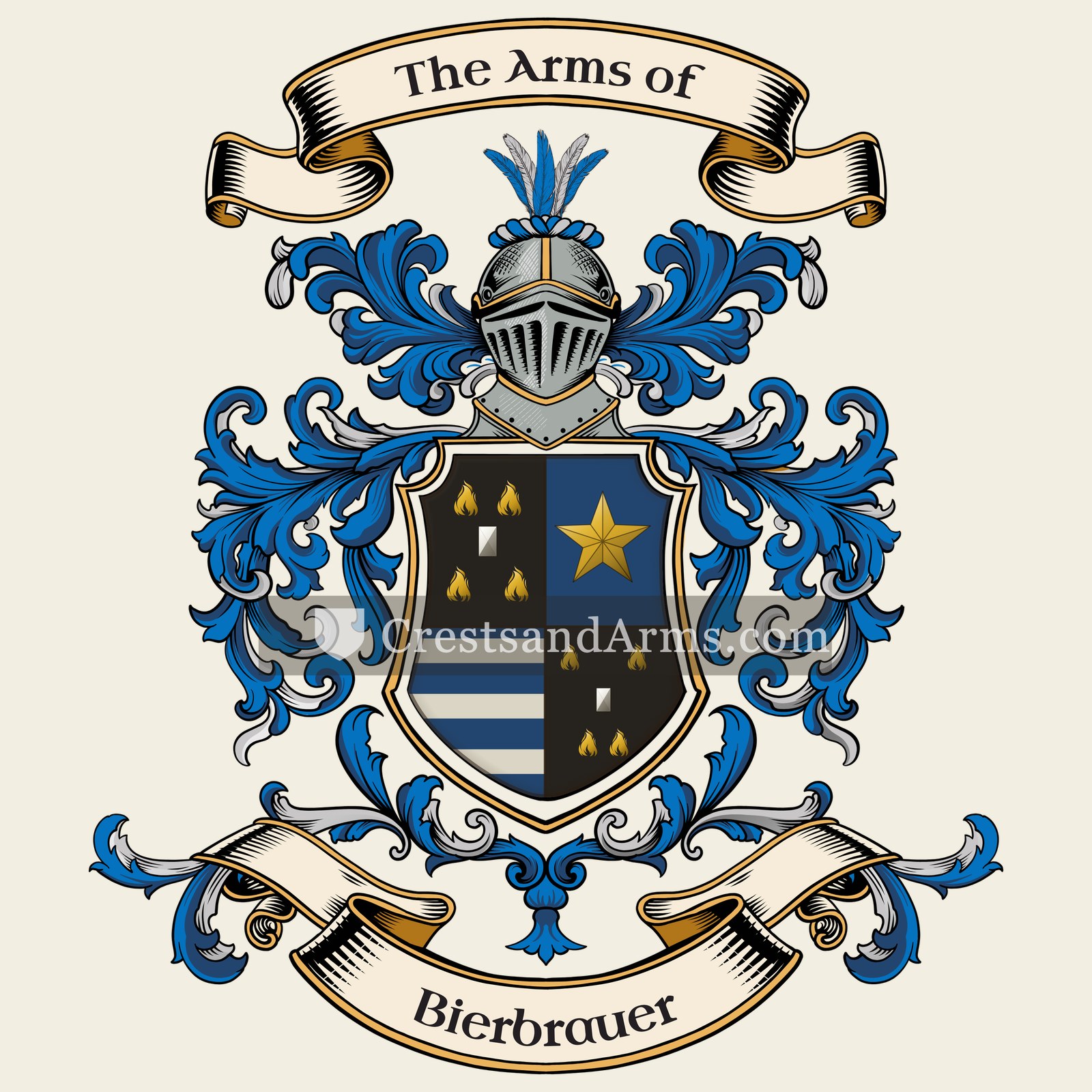 The Bierbrauer coat of arms, drawn from the recorded blazon