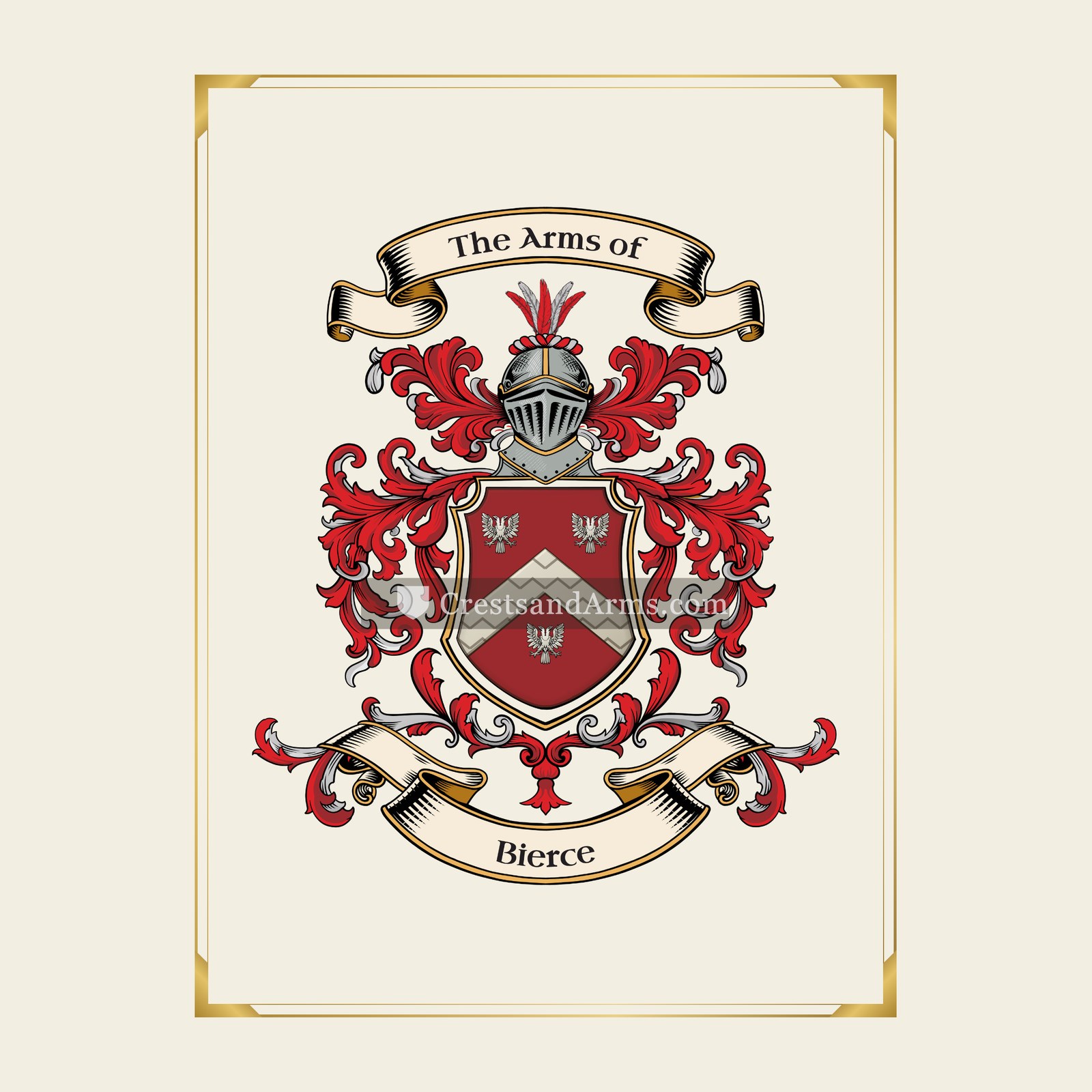 With gold border