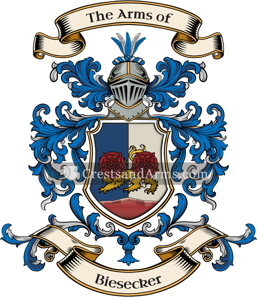 The Biesecker coat of arms, drawn from the recorded blazon