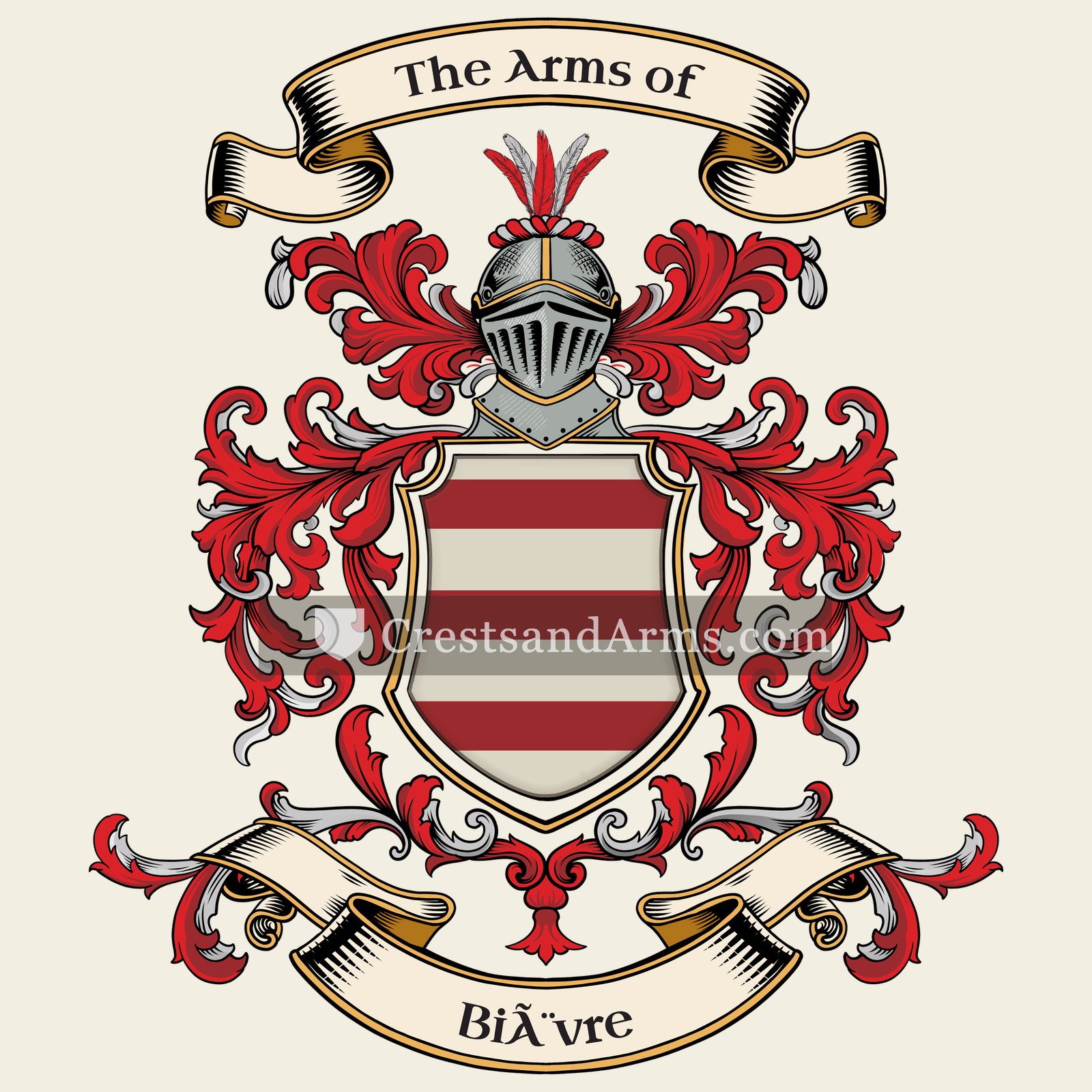 The Bièvre coat of arms, drawn from the recorded blazon