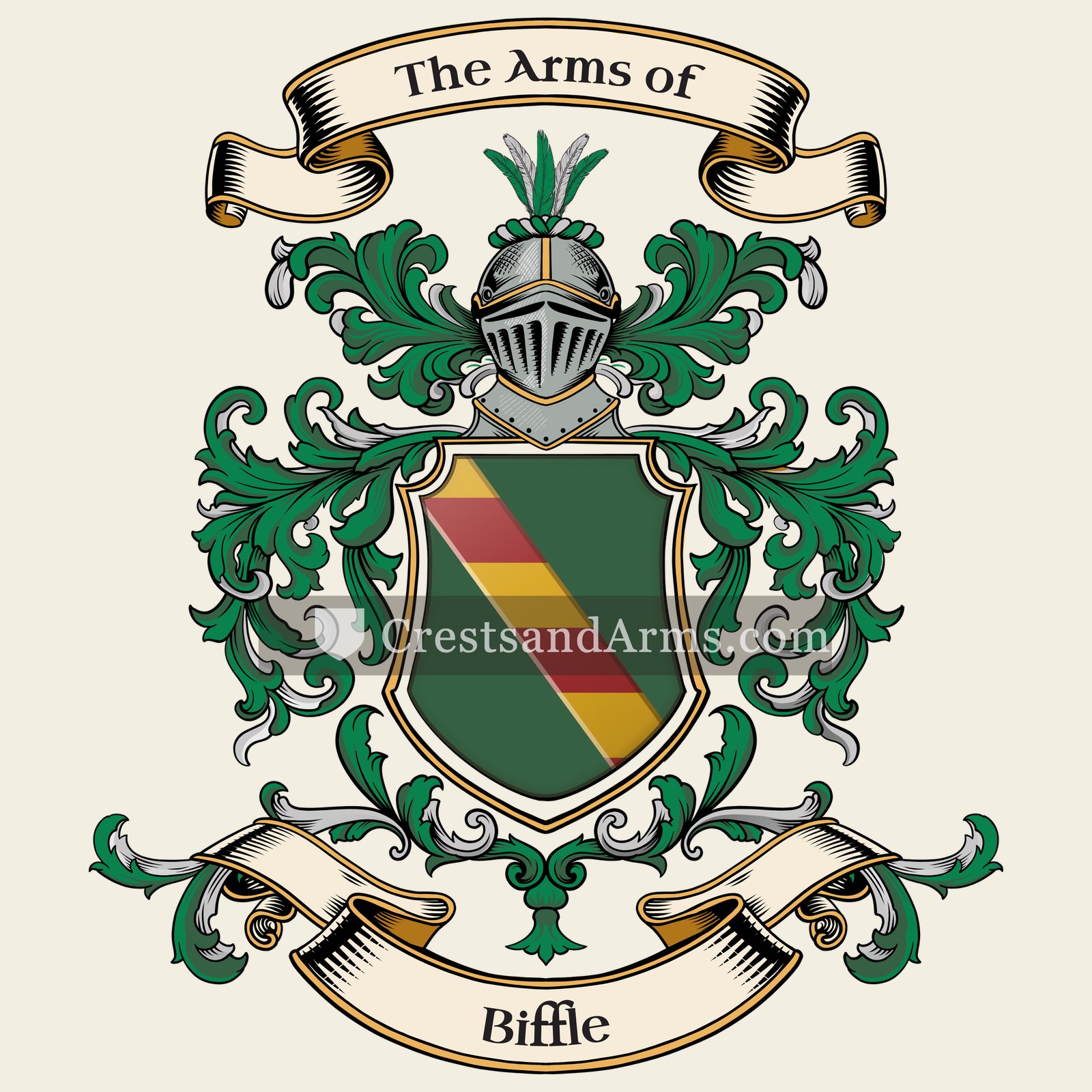 The Biffle coat of arms, drawn from the recorded blazon