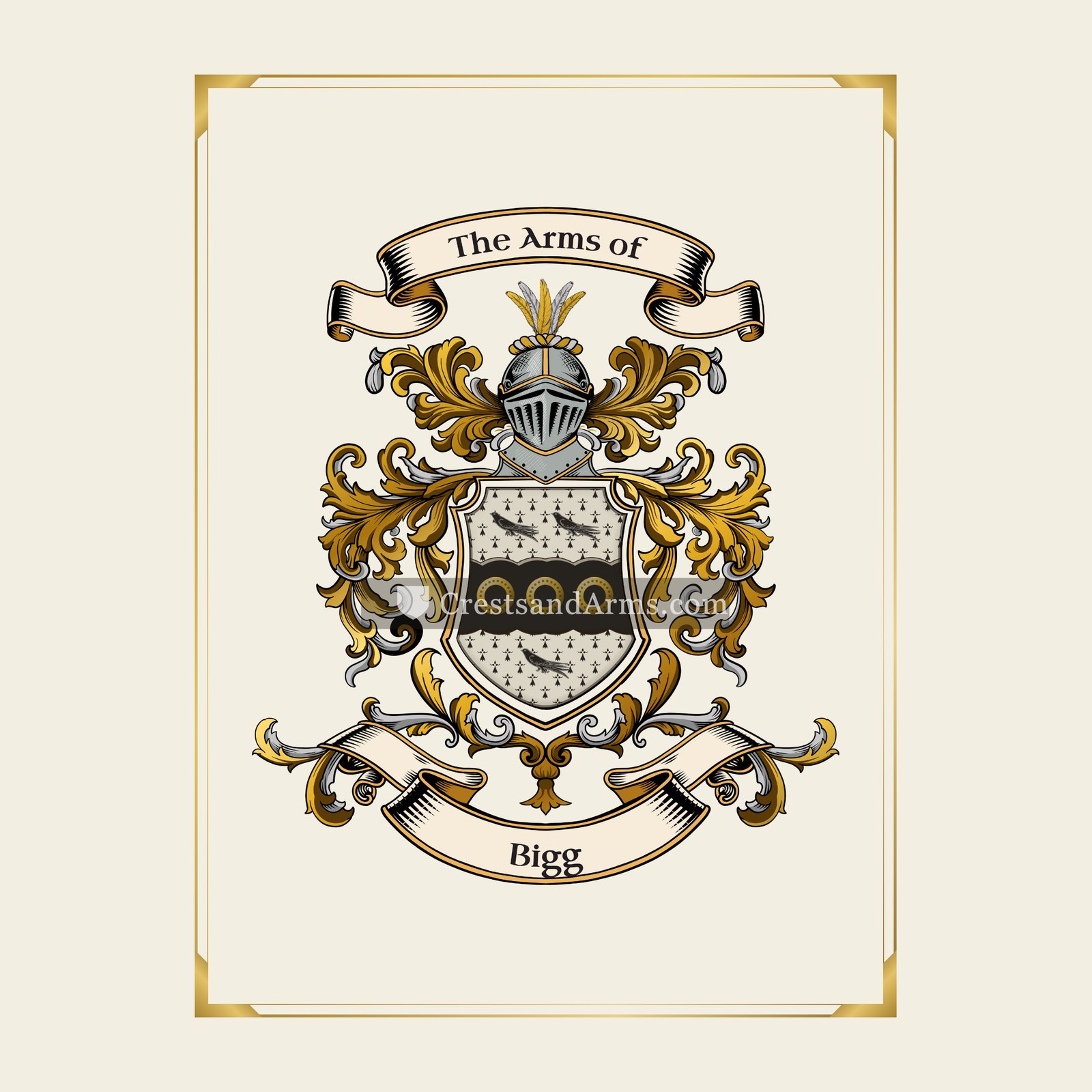 With gold border