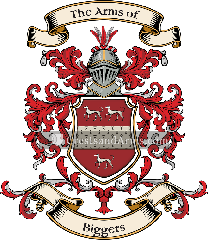 The Biggers coat of arms, drawn from the recorded blazon