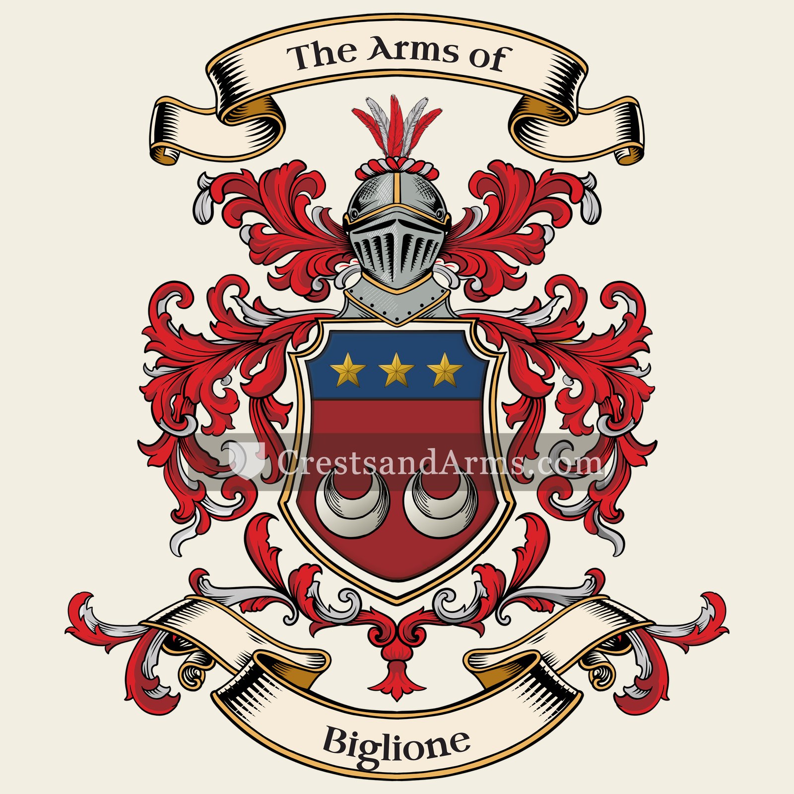 The Biglione coat of arms, drawn from the recorded blazon