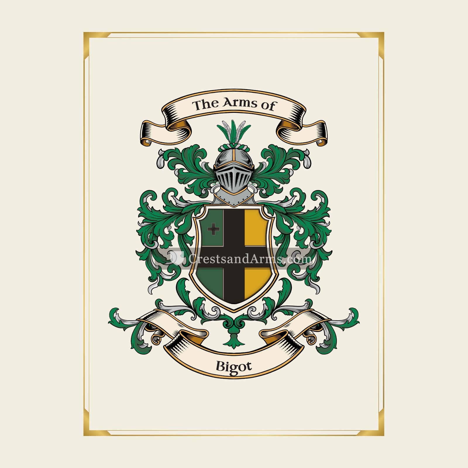 With gold border