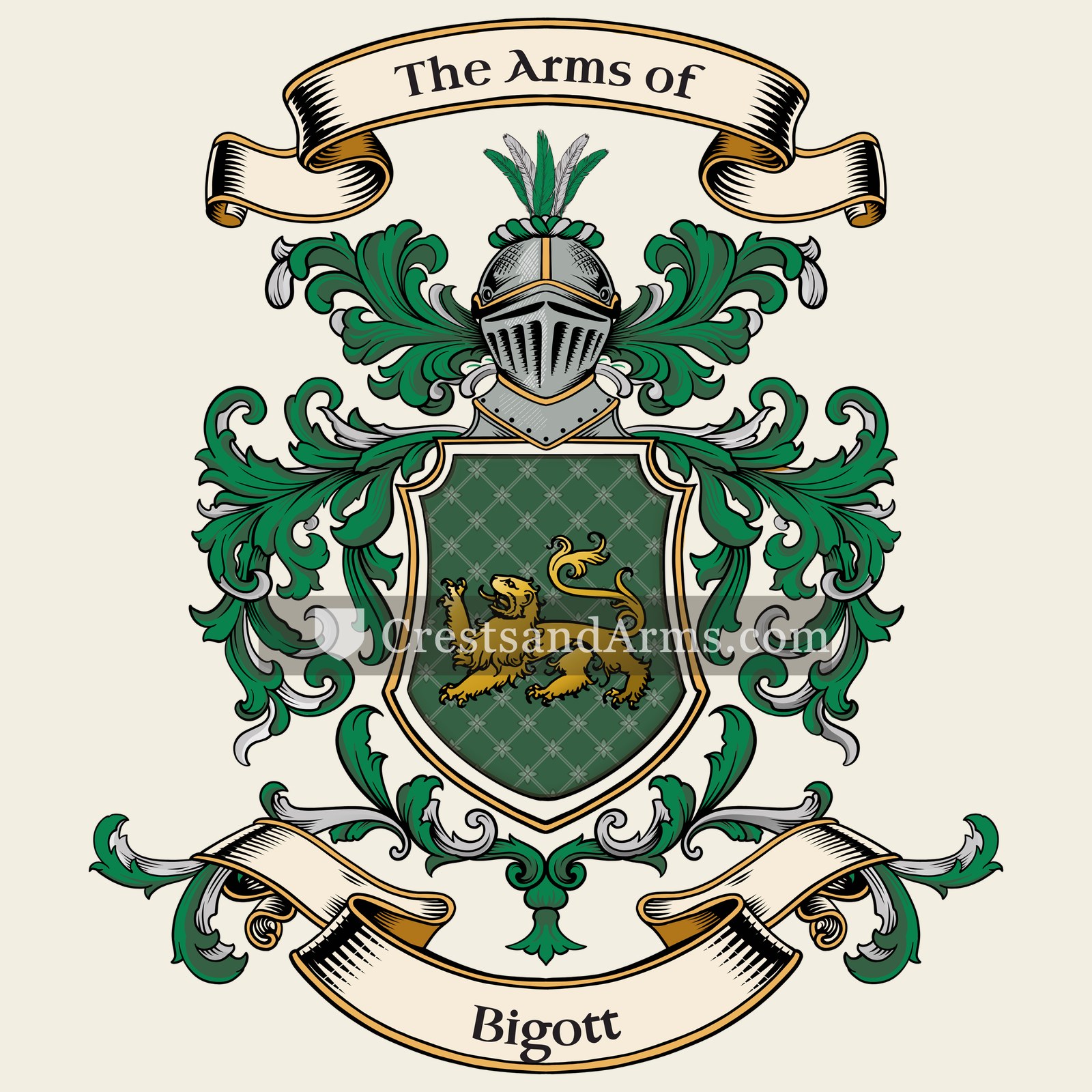 The Bigott coat of arms, drawn from the recorded blazon