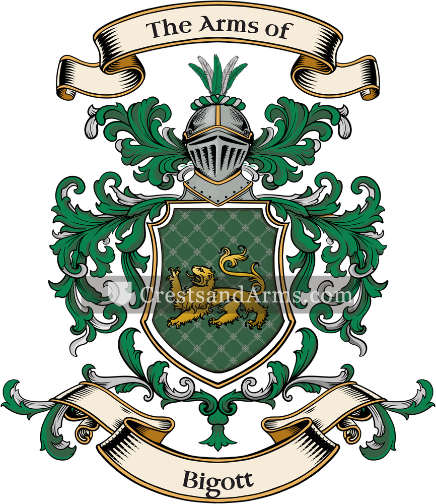 The Bigott coat of arms, drawn from the recorded blazon