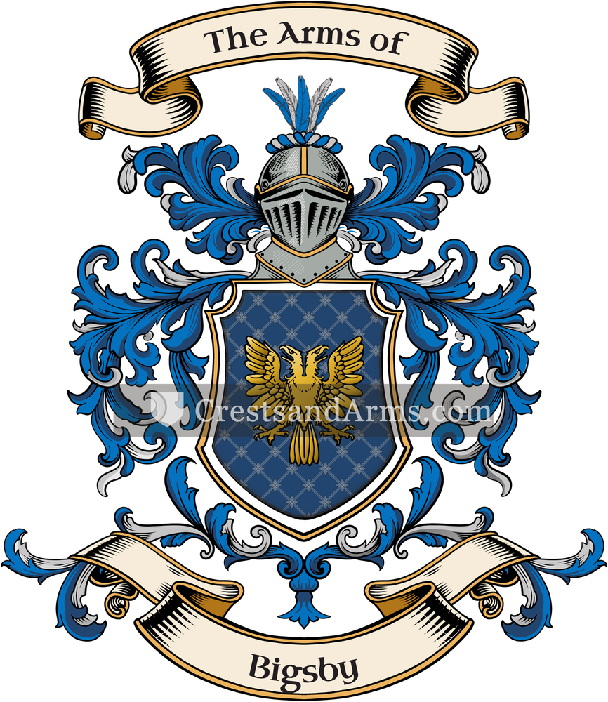 The Bigsby coat of arms, drawn from the recorded blazon