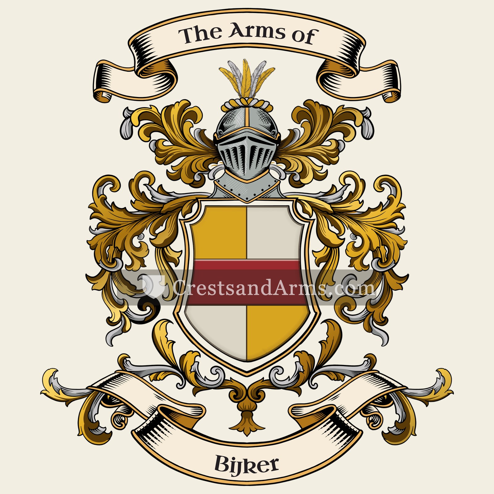 The Bijker coat of arms, drawn from the recorded blazon