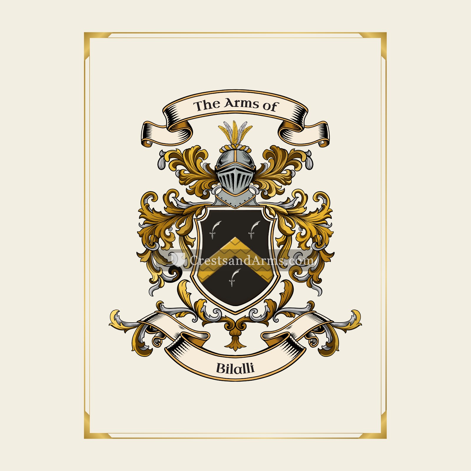 With gold border
