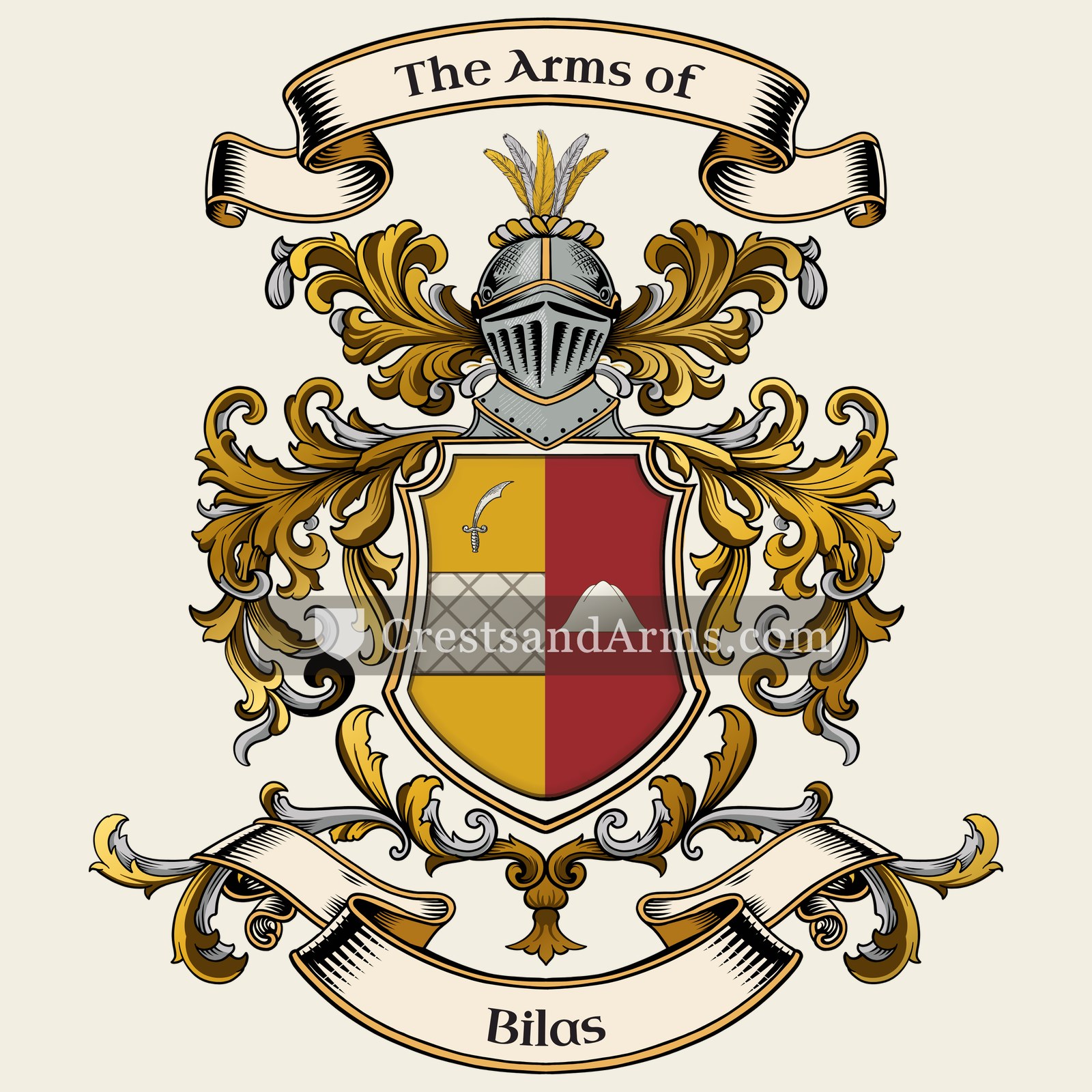 The Bilas coat of arms, drawn from the recorded blazon