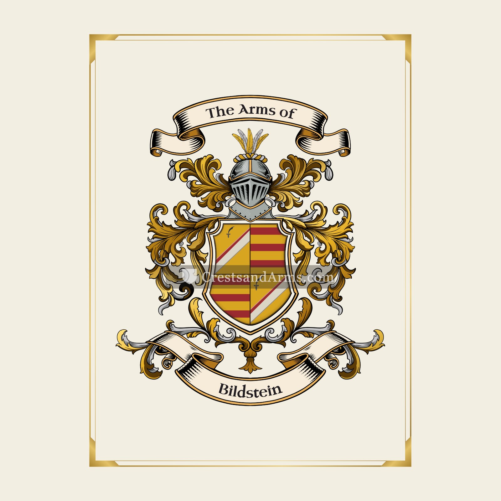 With gold border