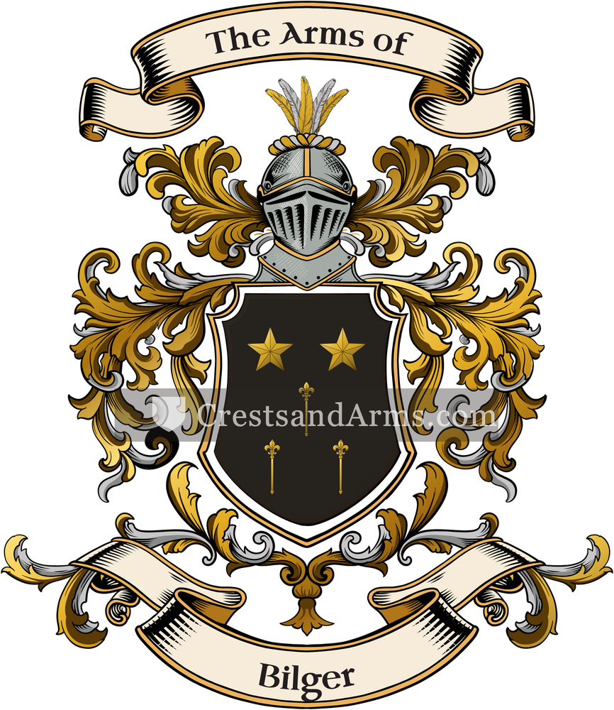 The Bilger coat of arms, drawn from the recorded blazon