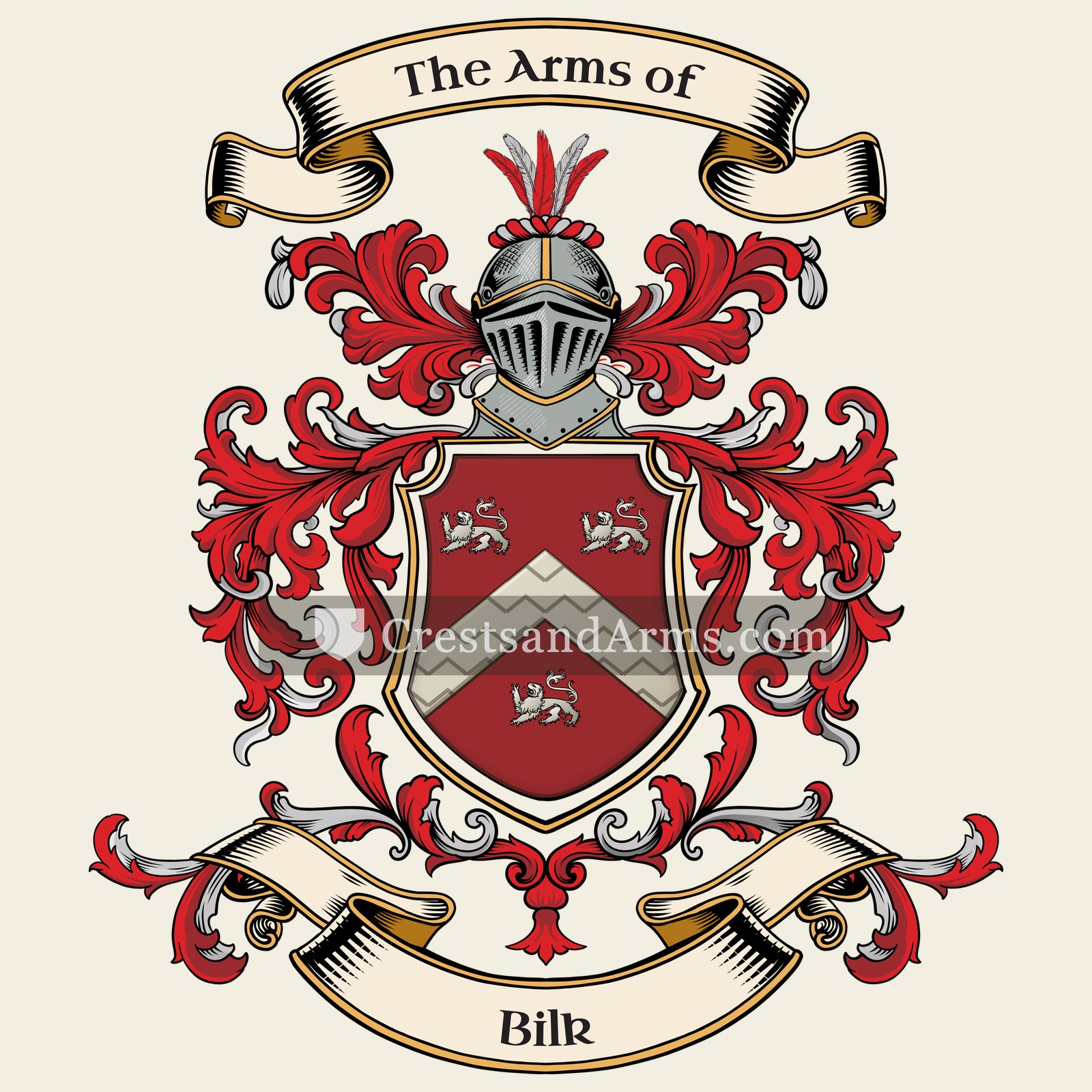 The Bilk coat of arms, drawn from the recorded blazon