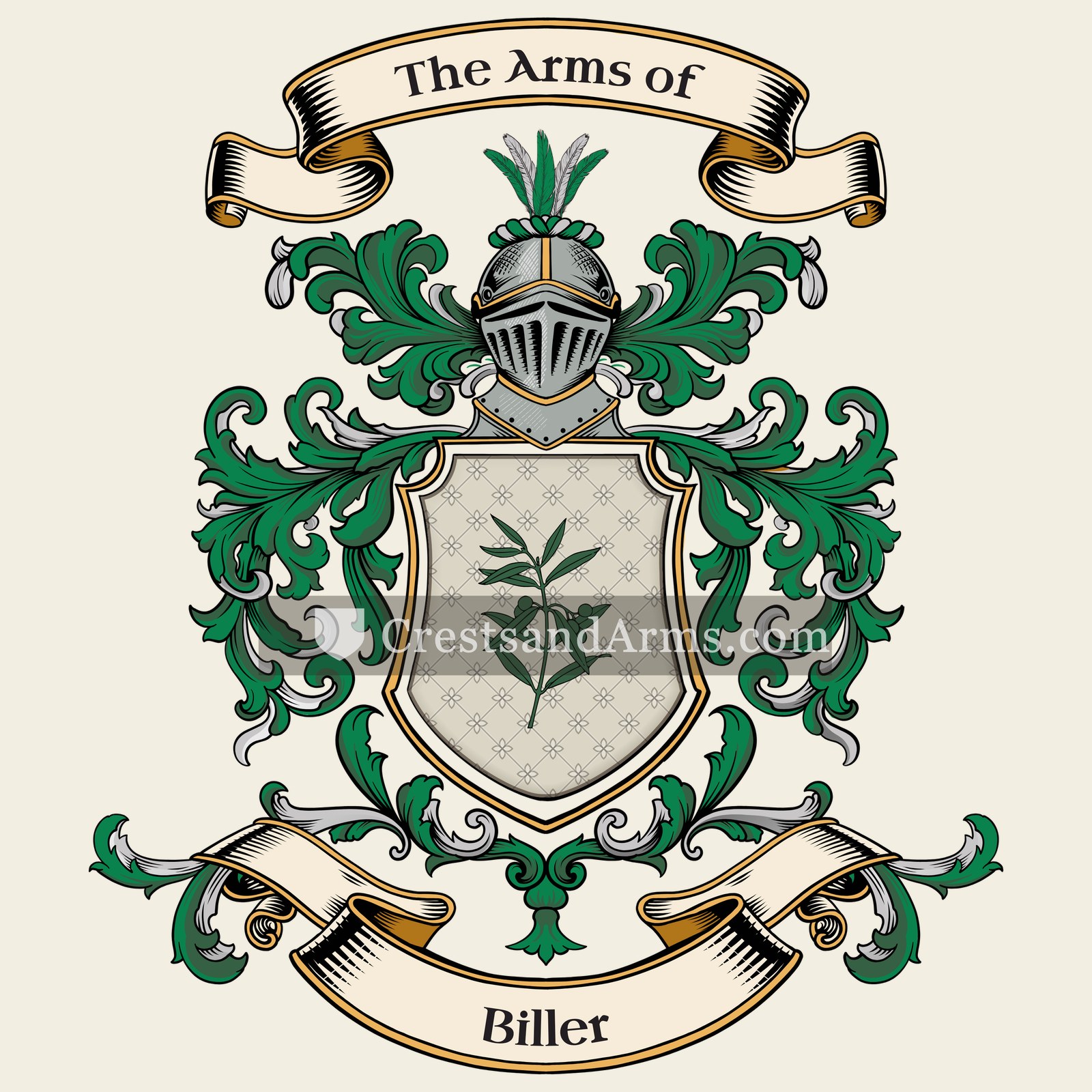 The Biller coat of arms, drawn from the recorded blazon