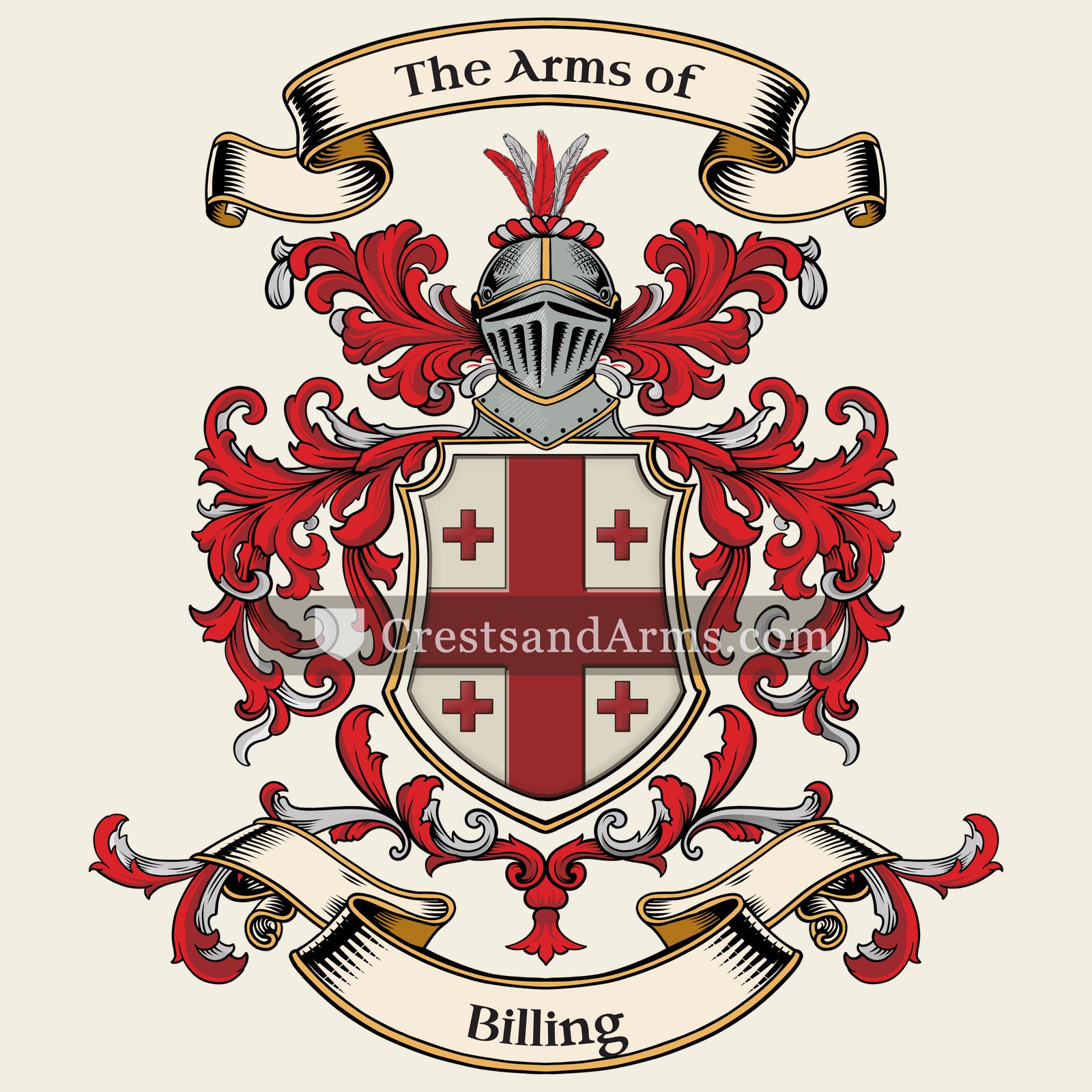 The Billing coat of arms, drawn from the recorded blazon