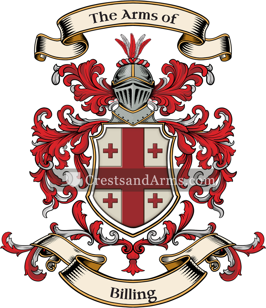 The Billing coat of arms, drawn from the recorded blazon