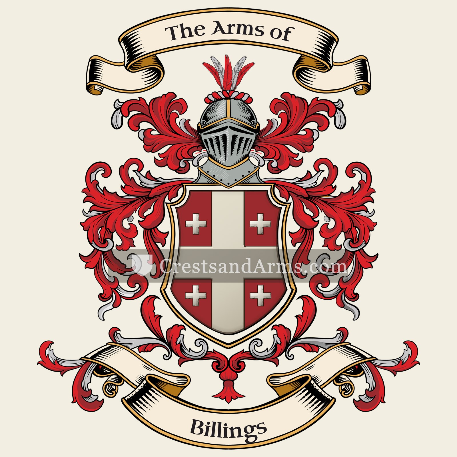 The Billings coat of arms, drawn from the recorded blazon