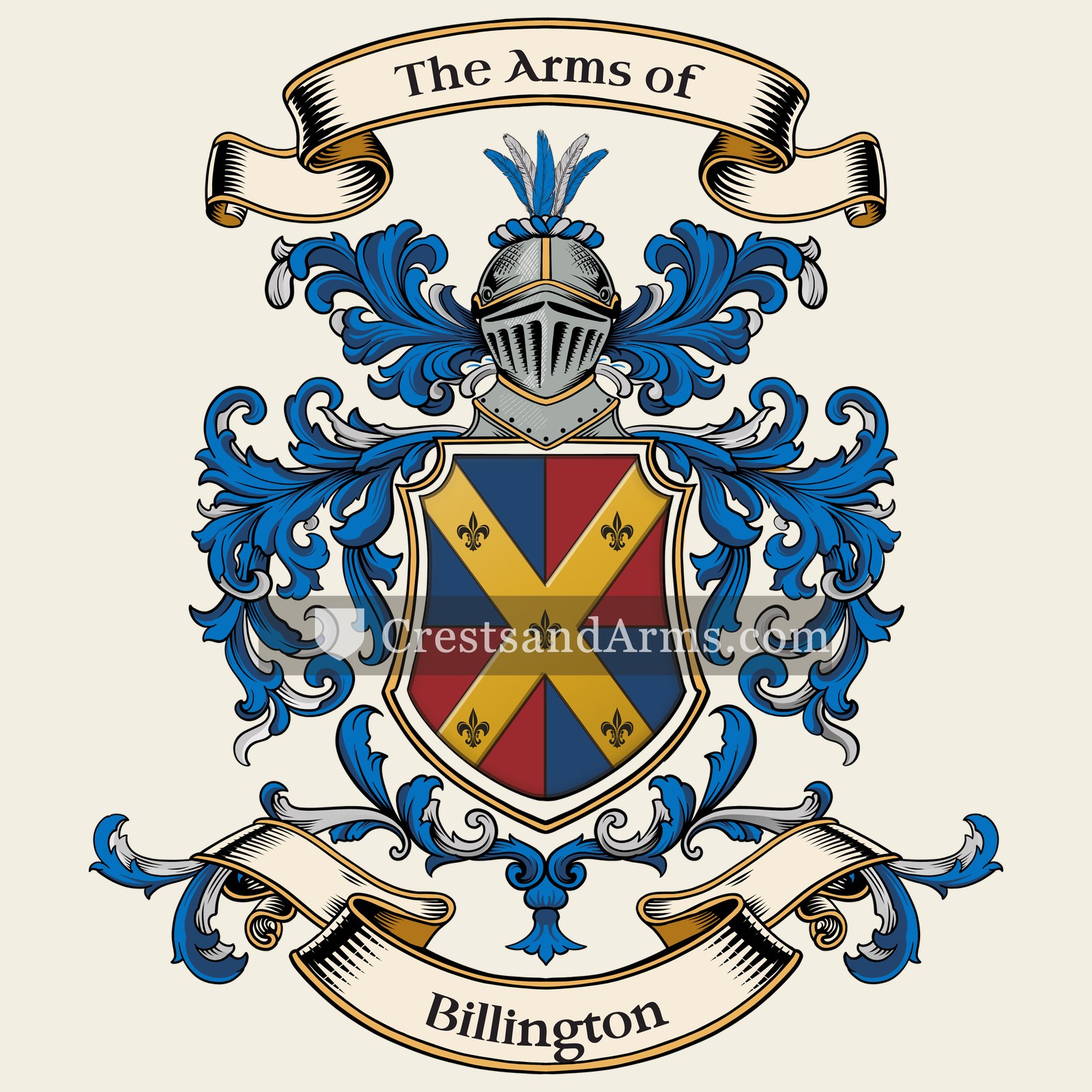 The Billington coat of arms, drawn from the recorded blazon