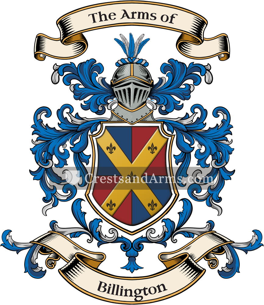 The Billington coat of arms, drawn from the recorded blazon
