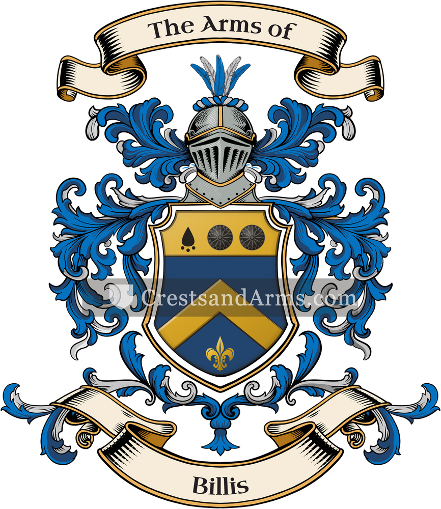 The Billis coat of arms, drawn from the recorded blazon