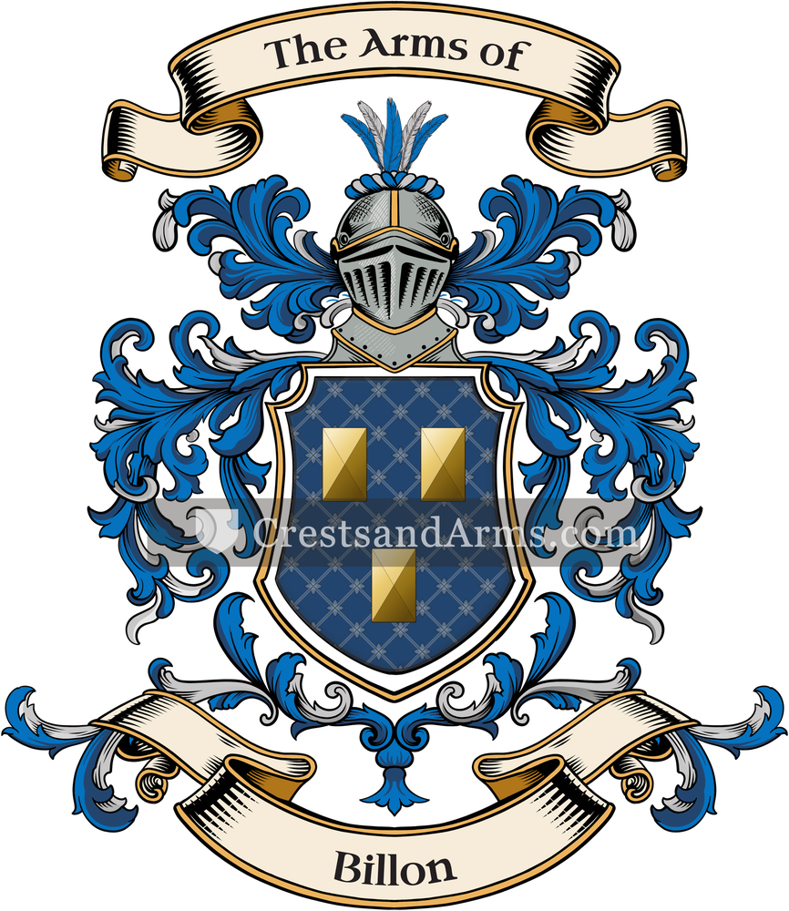 The Billon coat of arms, drawn from the recorded blazon