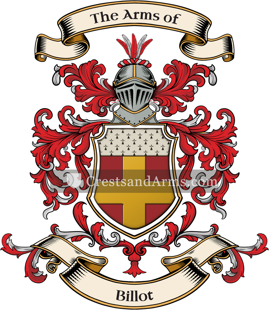 The Billot coat of arms, drawn from the recorded blazon