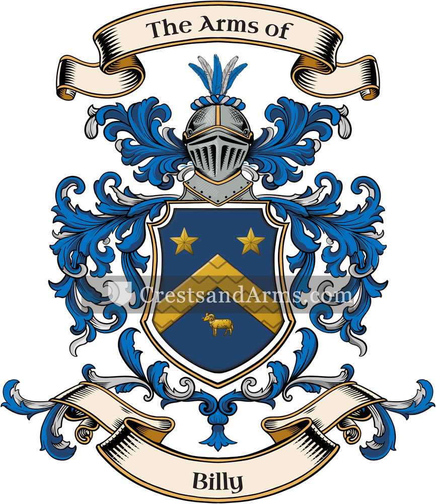 The Billy coat of arms, drawn from the recorded blazon