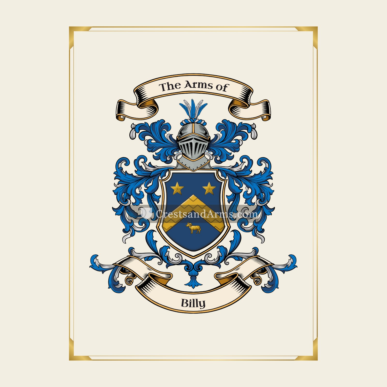 With gold border