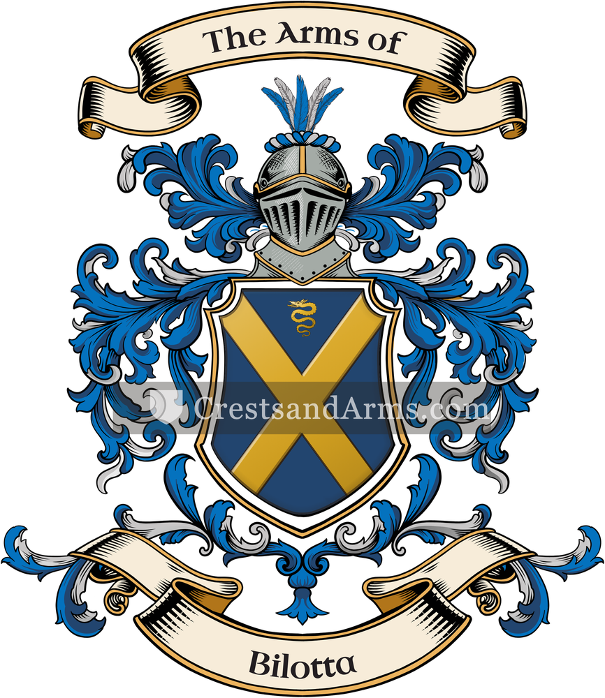 The Bilotta coat of arms, drawn from the recorded blazon