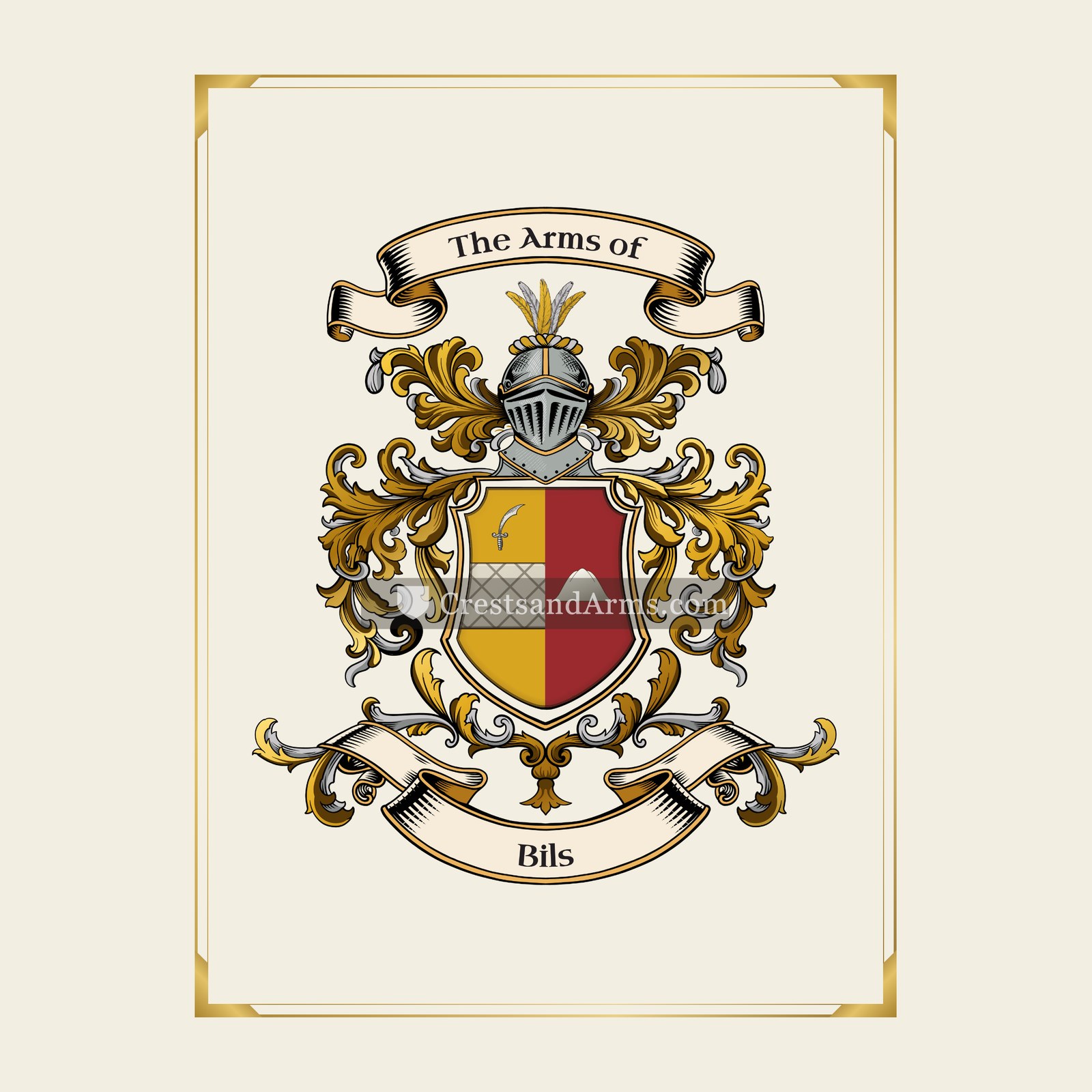 With gold border